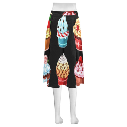 cupcakes Mnemosyne Women's Crepe Skirt (Model D16)