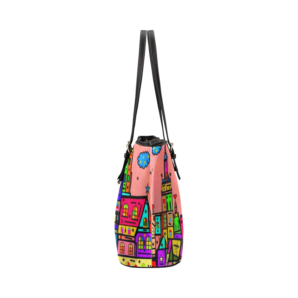 Munich Popart by Nico Bielow Leather Tote Bag/Small (Model 1651)