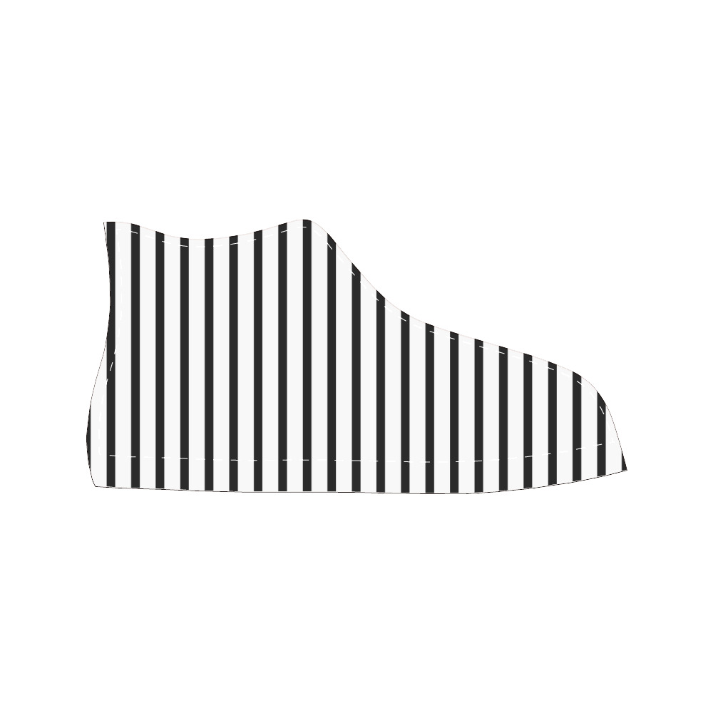 Narrow Black Flat Stripes Pattern Men’s Classic High Top Canvas Shoes /Large Size (Model 017)