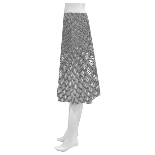 Bump Grid Black and White Mnemosyne Women's Crepe Skirt (Model D16)