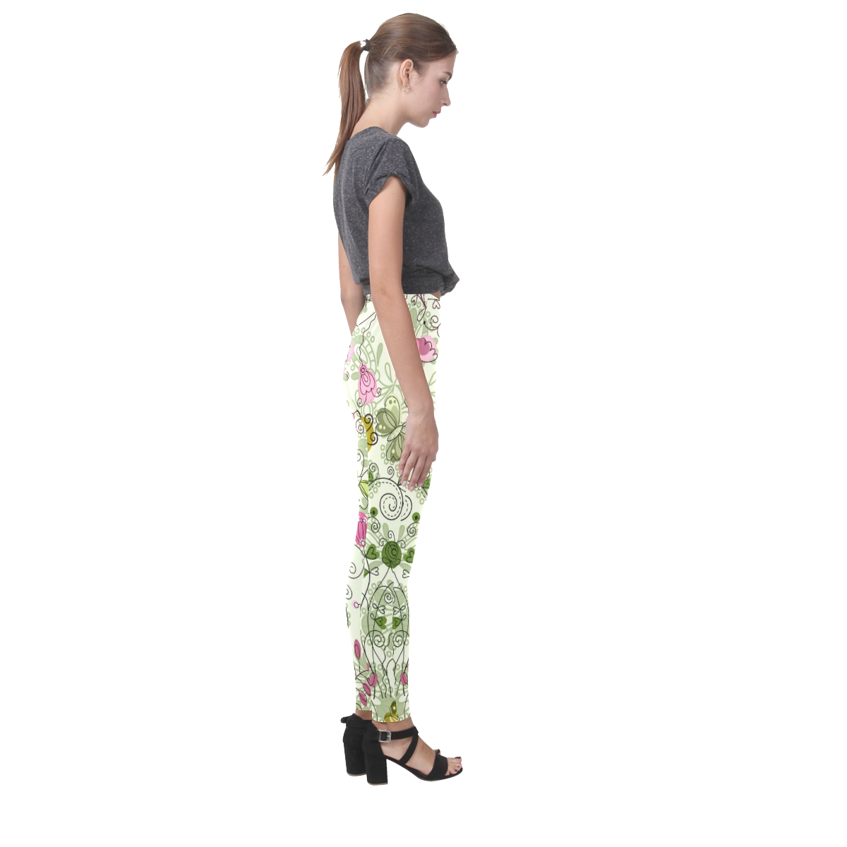doodle flowers, flower Cassandra Women's Leggings (Model L01)
