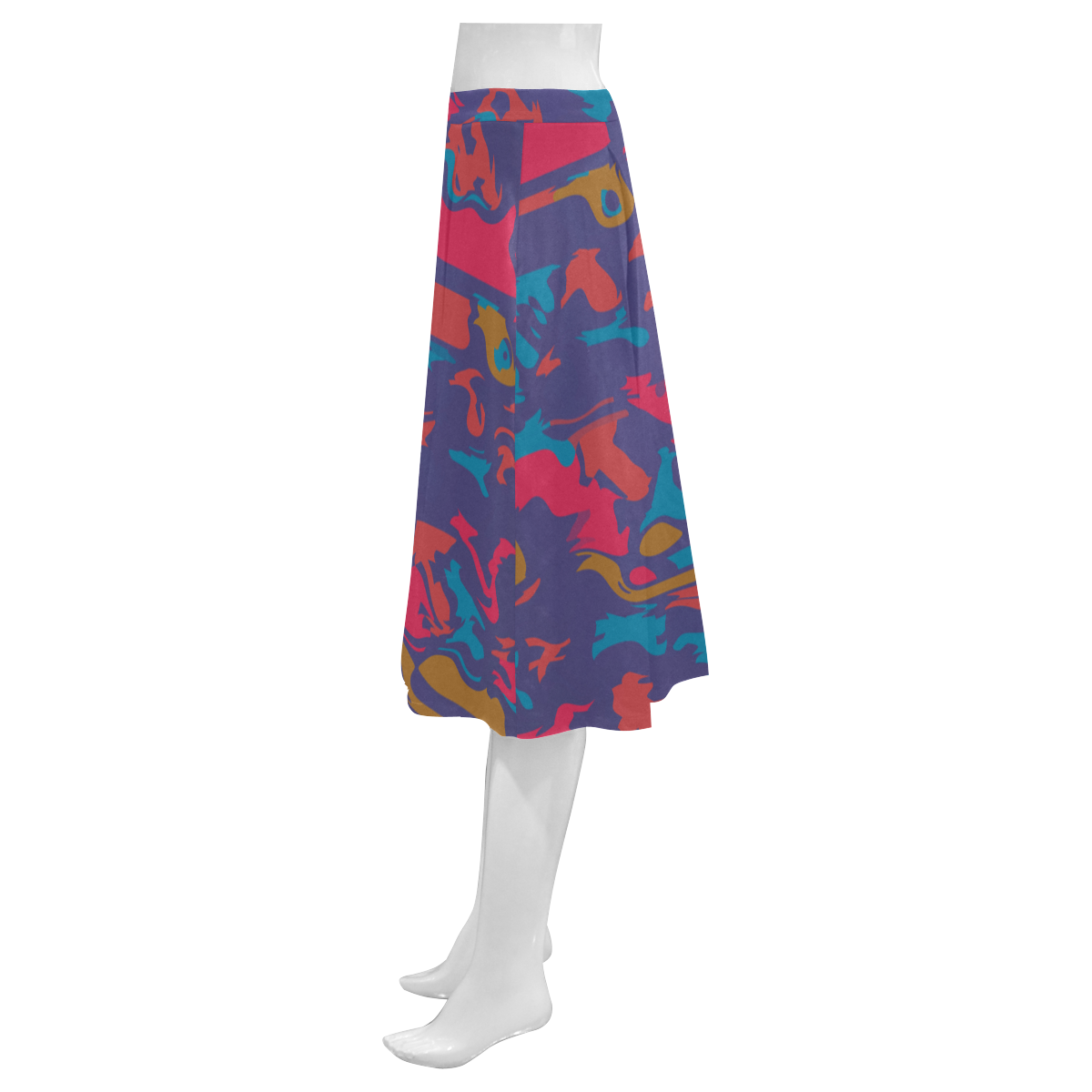 Chaos in retro colors Mnemosyne Women's Crepe Skirt (Model D16)