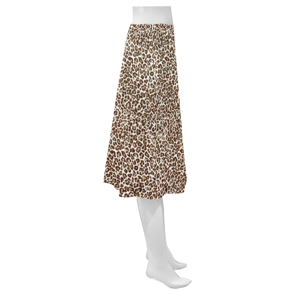 Snow Leopard Mnemosyne Women's Crepe Skirt (Model D16)