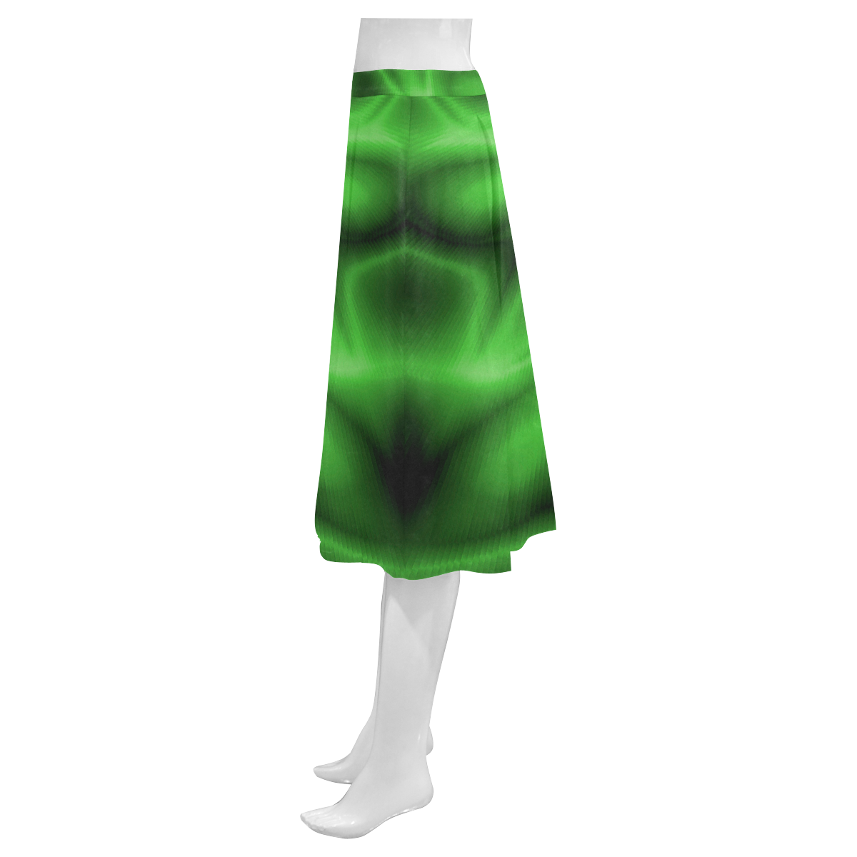 Green Shiny Swirl Mnemosyne Women's Crepe Skirt (Model D16)