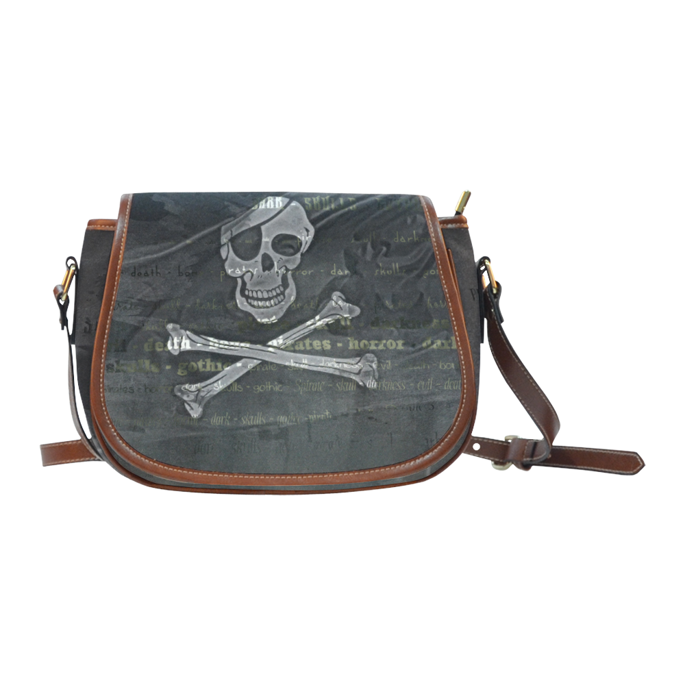 Vintage Skull Pirates Flag Saddle Bag/Small (Model 1649) Full Customization