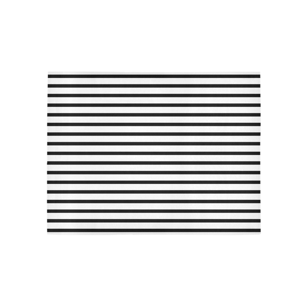 Narrow Black Flat Stripes Pattern Area Rug 5'3''x4'