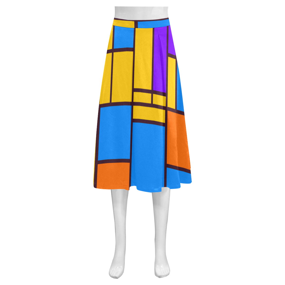 Shapes in retro colors Mnemosyne Women's Crepe Skirt (Model D16)