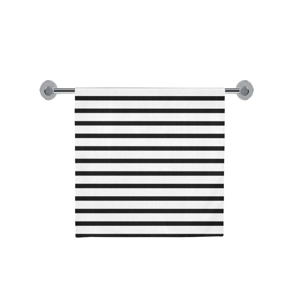 Narrow Black Flat Stripes Pattern Bath Towel 30"x56"