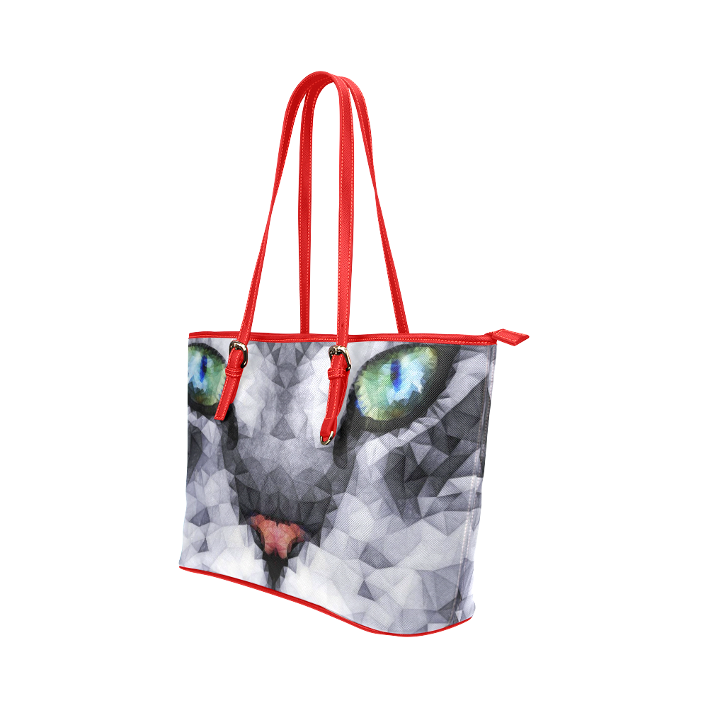 hypnotized cat Leather Tote Bag/Large (Model 1651)