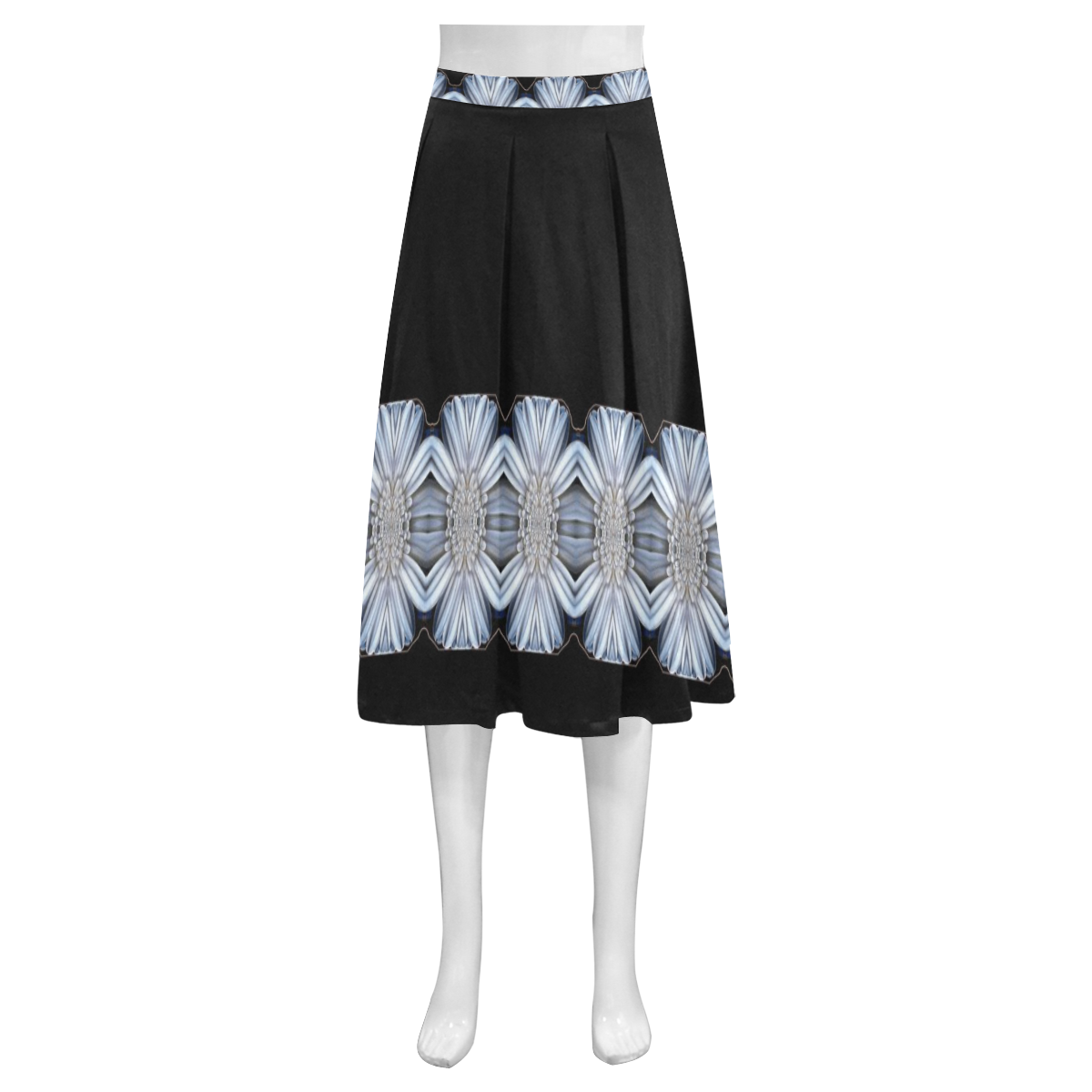 Summer calm in white and black. Mnemosyne Women's Crepe Skirt (Model D16)