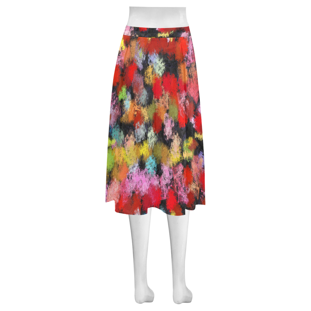 Colorful paint strokes Mnemosyne Women's Crepe Skirt (Model D16)