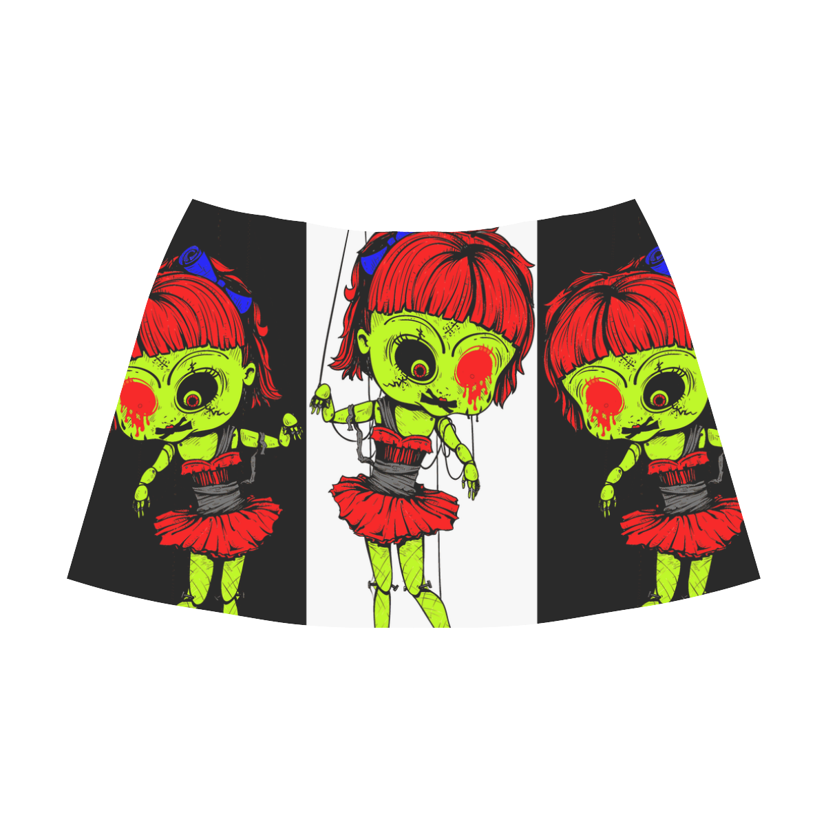 multi-zombie-girl Mnemosyne Women's Crepe Skirt (Model D16)