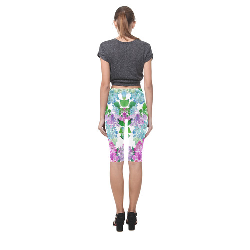 Watercolor Hydrangea, flower, flowers Hestia Cropped Leggings (Model L03)