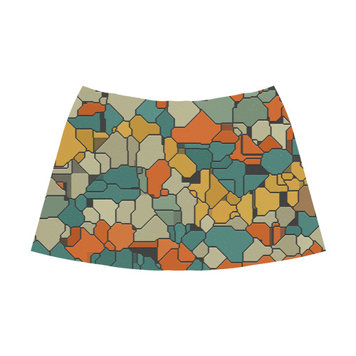 Textured retro shapes Mnemosyne Women's Crepe Skirt (Model D16)