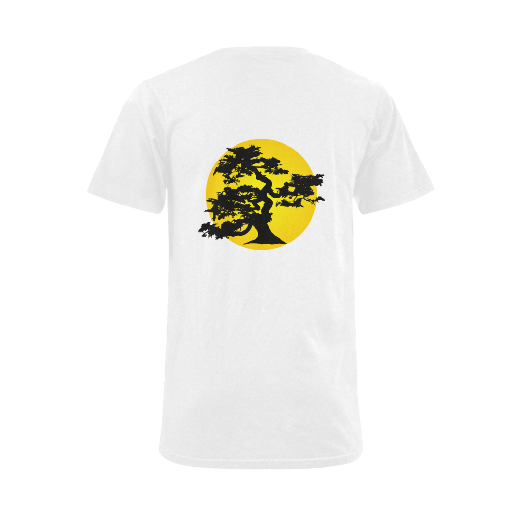 Bonsai Silhouette Sun Men's V-Neck T-shirt  Big Size(USA Size) (Model T10)