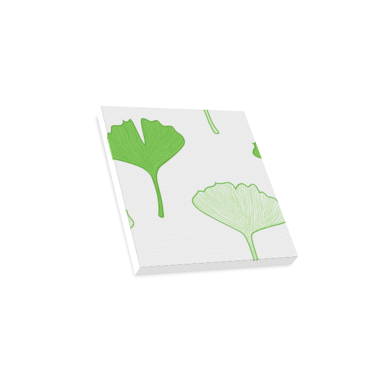 Leaves Gingko original design Art : white and wild green Canvas Print 12"x12"
