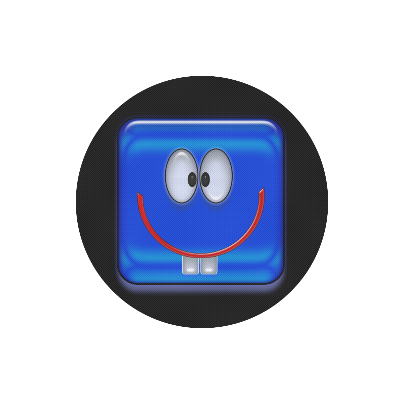 square smile blue Round Mousepad