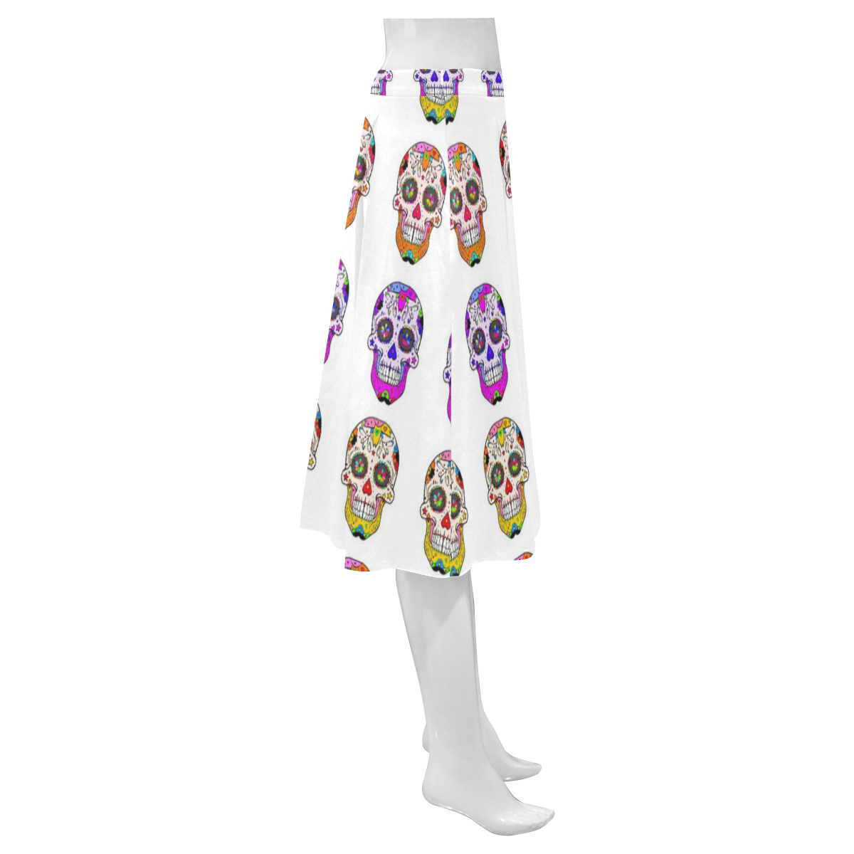 Skull Dream by Popart lover Mnemosyne Women's Crepe Skirt (Model D16)