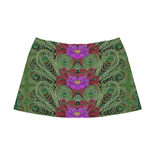 Metal Peacock In paradise Land Mnemosyne Women's Crepe Skirt (Model D16)