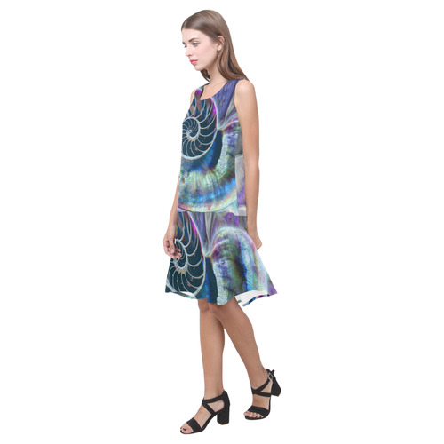 Wonderful Iridescent SHELL SNAIL Sleeveless Splicing Shift Dress(Model D17)