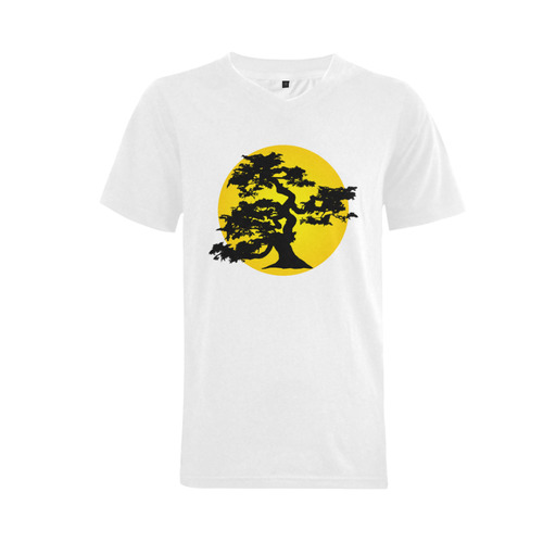 Bonsai Tree Sun Men's V-Neck T-shirt (USA Size) (Model T10)