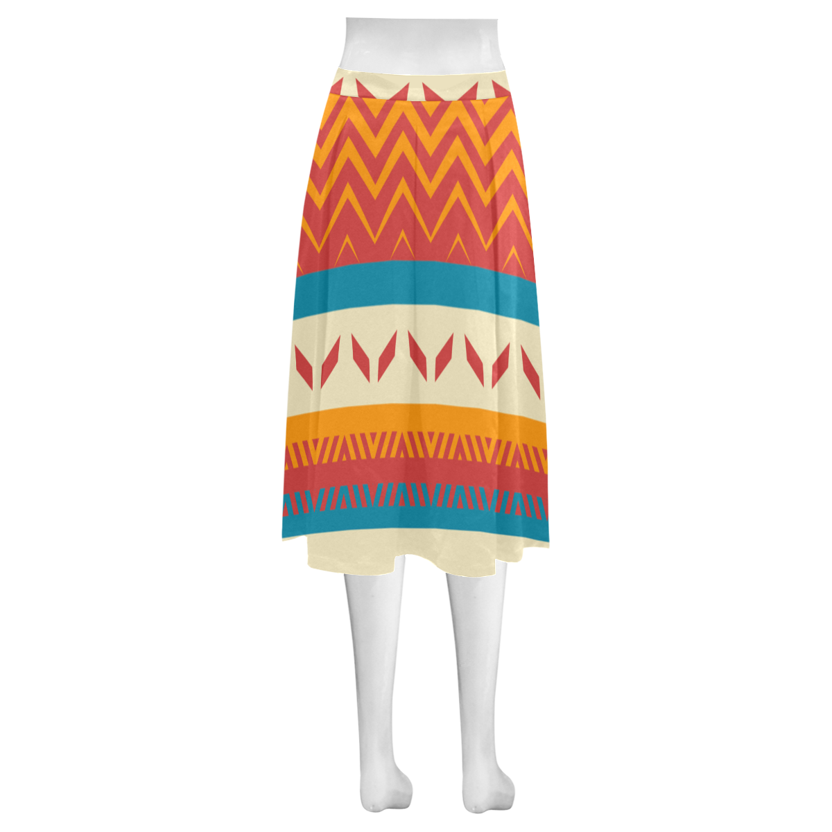Tribal shapes Mnemosyne Women's Crepe Skirt (Model D16)