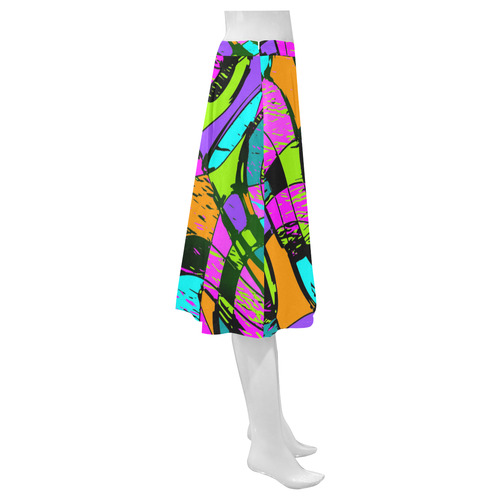 Abstract Art Squiggly Loops Multicolored Mnemosyne Women's Crepe Skirt (Model D16)