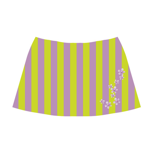 Lavender Stripes Mnemosyne Women's Crepe Skirt (Model D16)