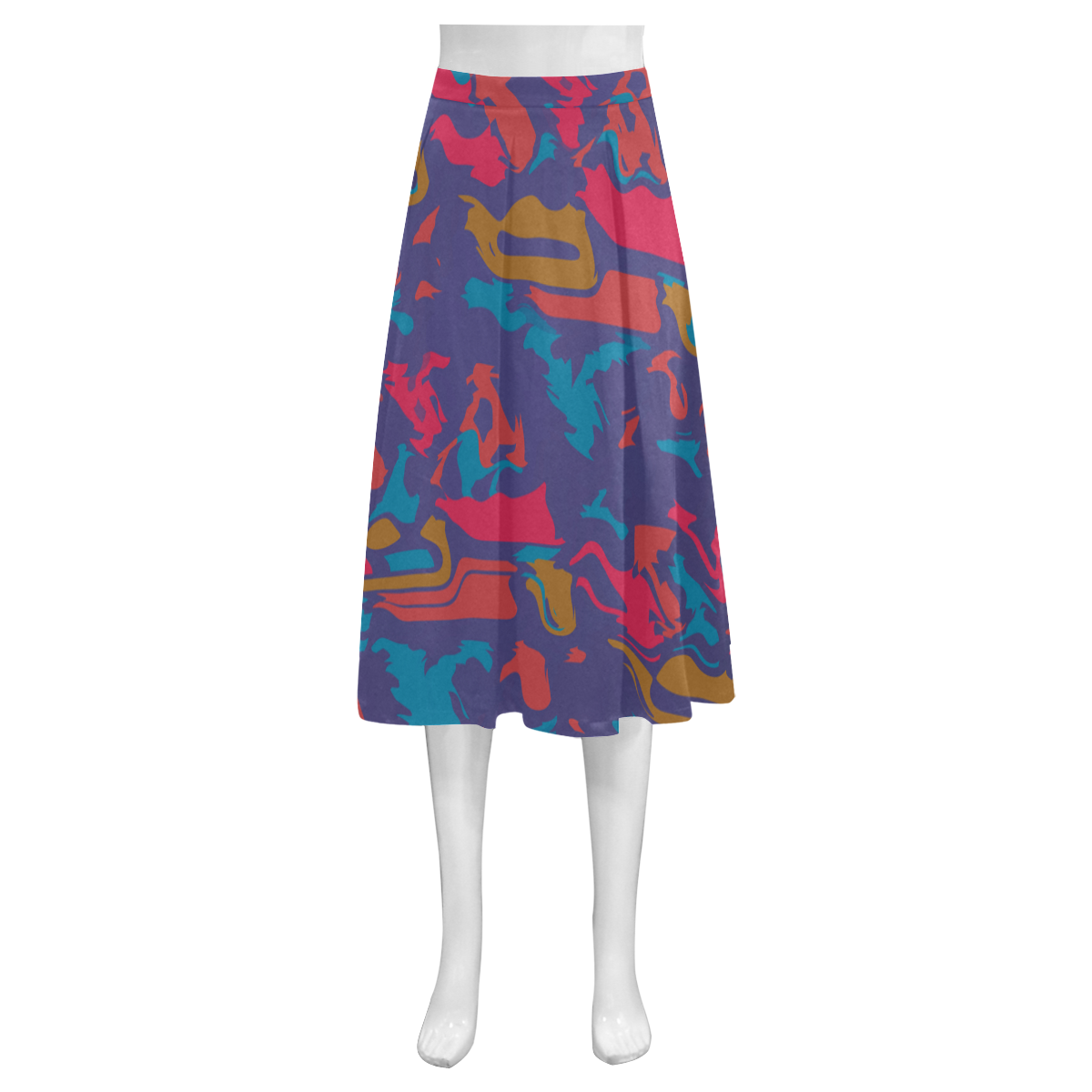 Chaos in retro colors Mnemosyne Women's Crepe Skirt (Model D16)
