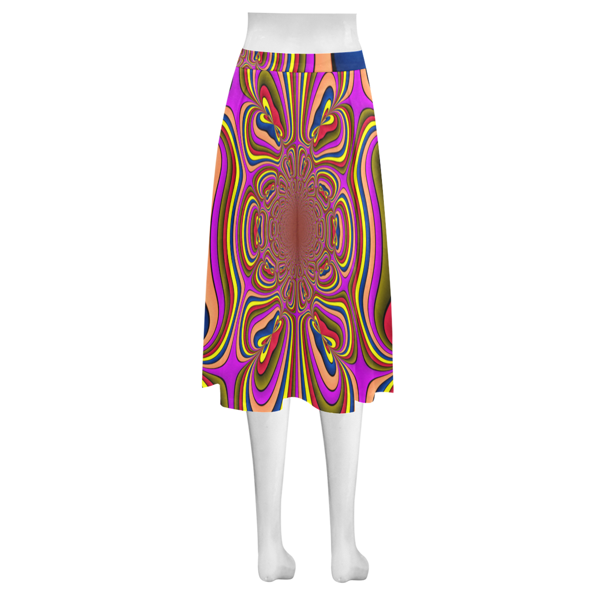 Yellow Lilac Abstract Flower Mnemosyne Women's Crepe Skirt (Model D16)