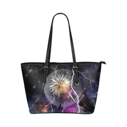 Space Night by Artdream Leather Tote Bag/Small (Model 1651)