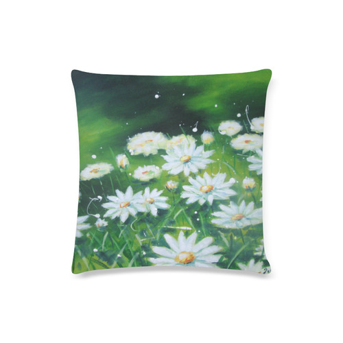White Daisies Custom Zippered Pillow Case 16"x16"(Twin Sides)