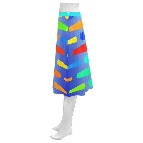 Colorful shapes on a blue background Mnemosyne Women's Crepe Skirt (Model D16)