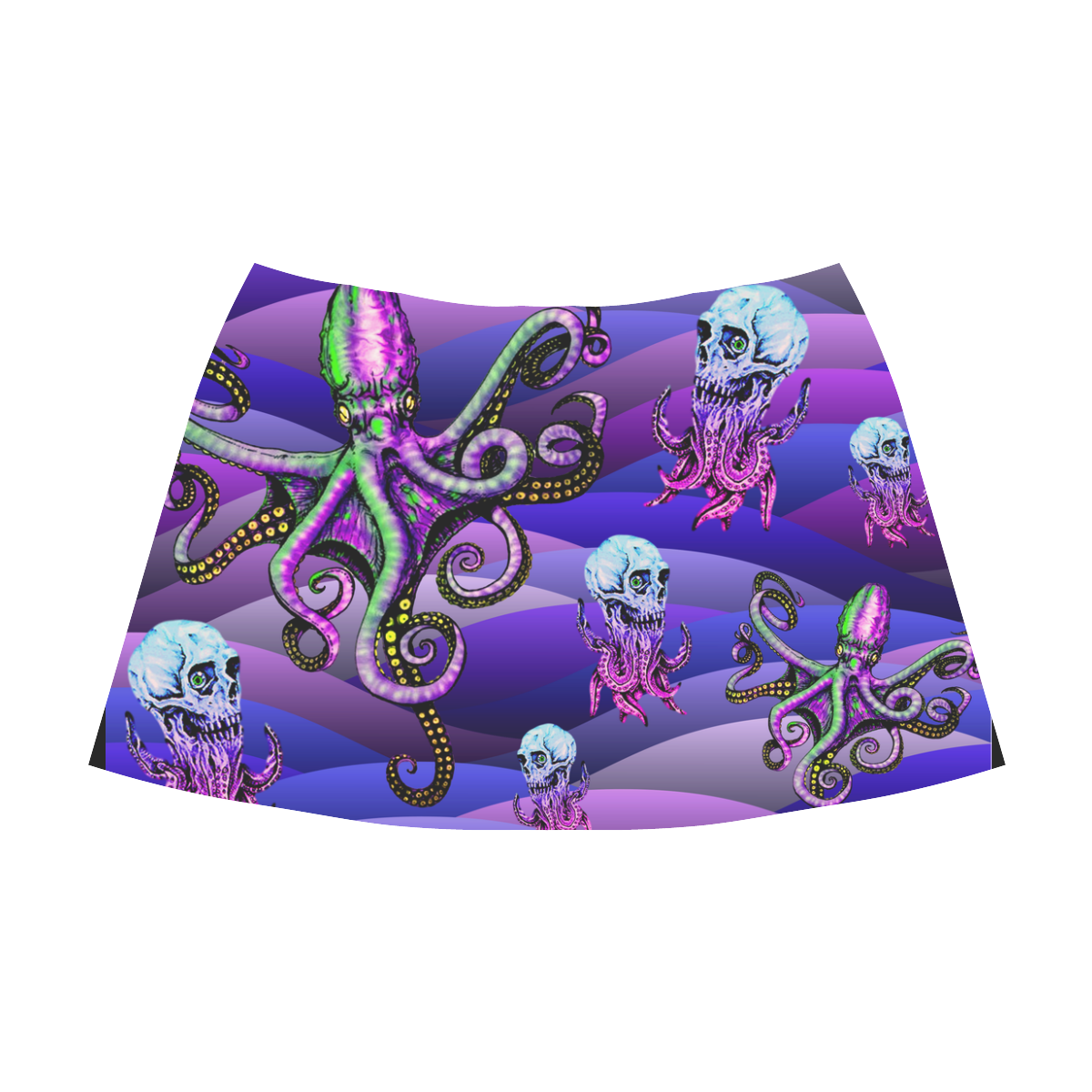 octopus cephalopod water creepy ocean marine life Mnemosyne Women's Crepe Skirt (Model D16)