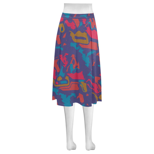 Chaos in retro colors Mnemosyne Women's Crepe Skirt (Model D16)