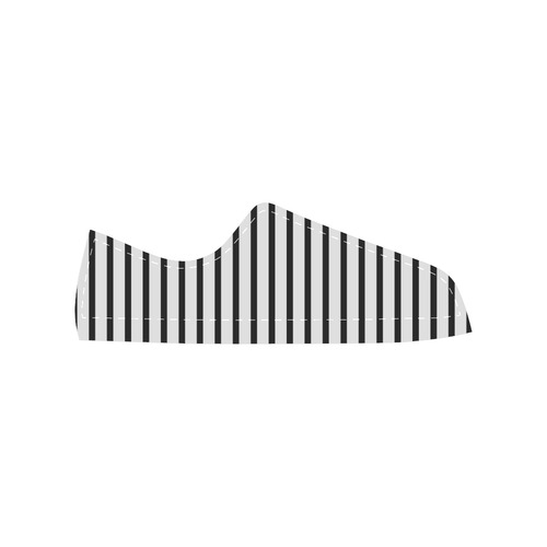 Narrow Black Flat Stripes Pattern Canvas Women's Shoes/Large Size (Model 018)