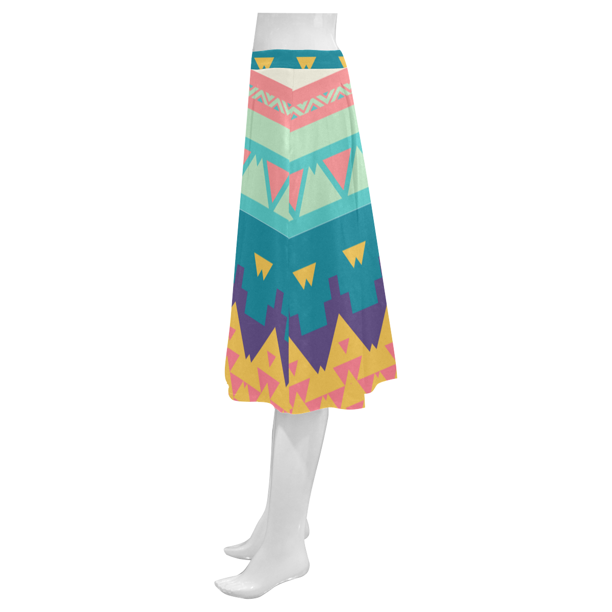 Pastel tribal design Mnemosyne Women's Crepe Skirt (Model D16)