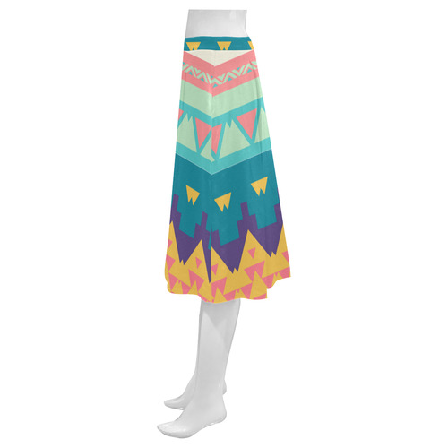 Pastel tribal design Mnemosyne Women's Crepe Skirt (Model D16)