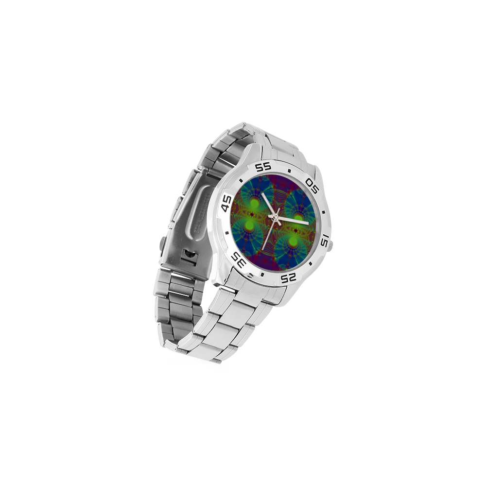 Martian Orbits Fractal Abstract Men's Stainless Steel Analog Watch(Model 108)