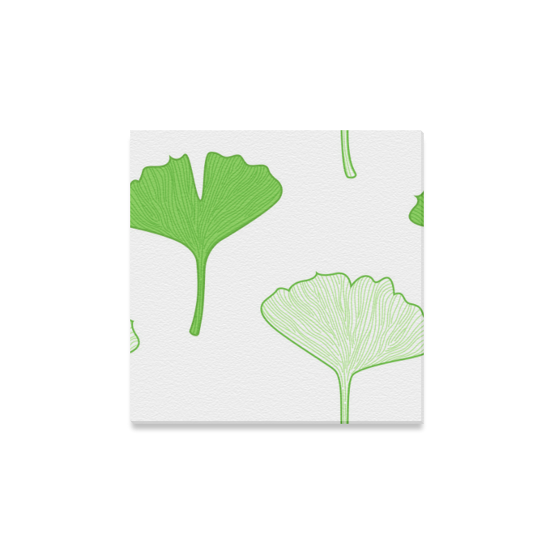 Leaves Gingko original design Art : white and wild green Canvas Print 12"x12"