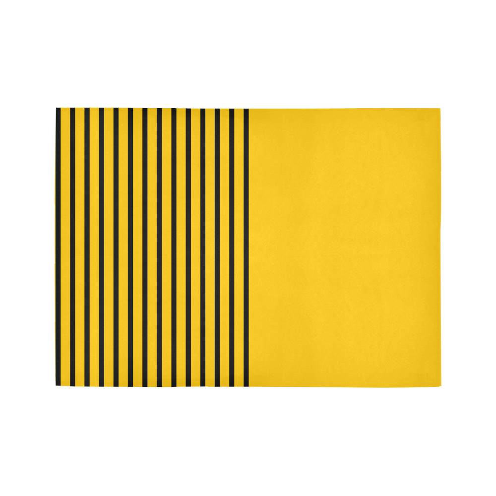 Narrow Black Flat Stripes Pattern Area Rug7'x5'