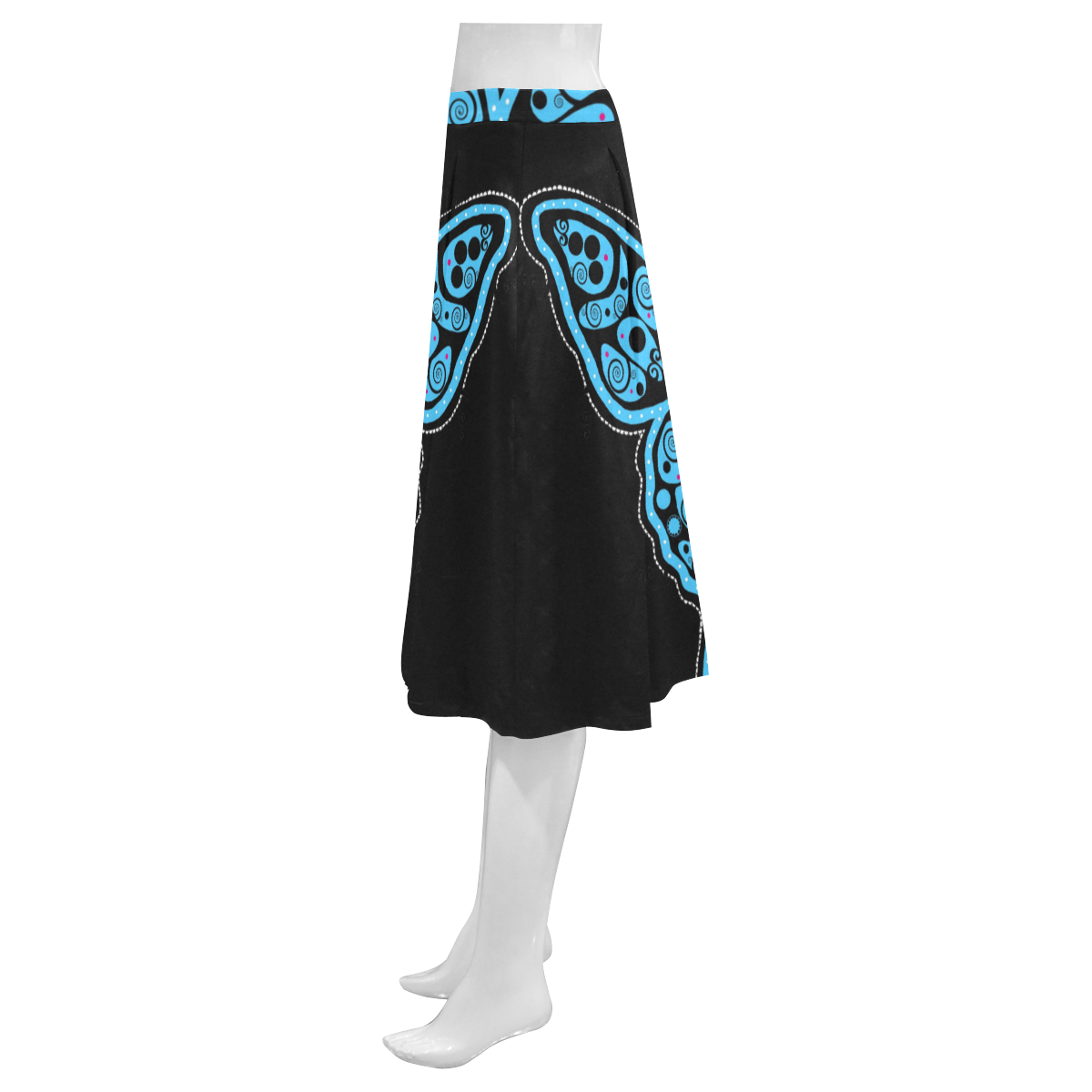 WINGED SUGAR SKULL Mnemosyne Women's Crepe Skirt (Model D16)