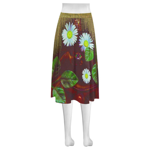 Peace bat in the dark Mnemosyne Women's Crepe Skirt (Model D16)