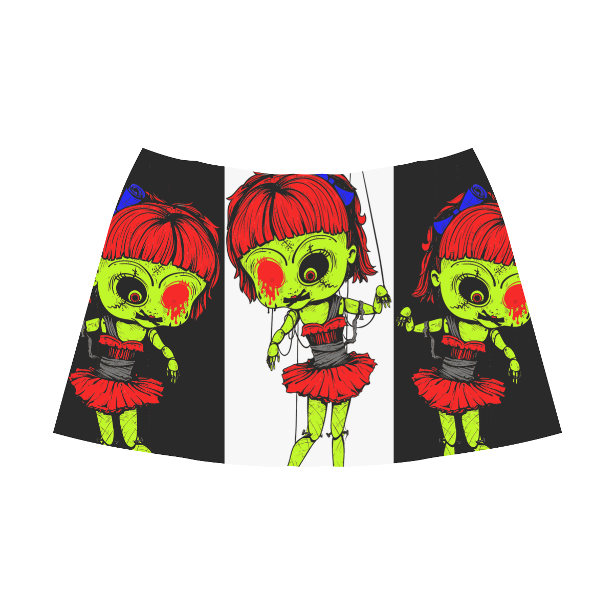 multi-zombie-girl Mnemosyne Women's Crepe Skirt (Model D16)