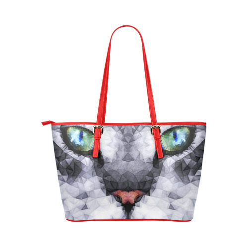 hypnotized cat Leather Tote Bag/Large (Model 1651)