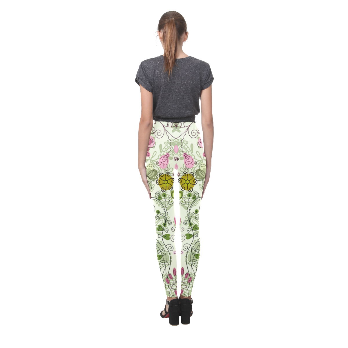 doodle flowers, flower Cassandra Women's Leggings (Model L01)