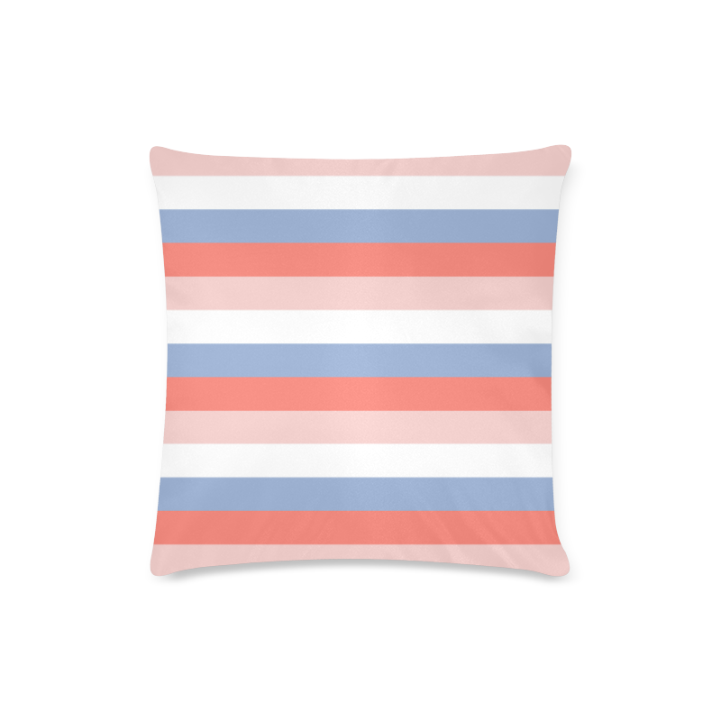 Old fashionable designers stripes edition : Rosé quartz and Sérenity blue Custom Zippered Pillow Case 16"x16"(Twin Sides)