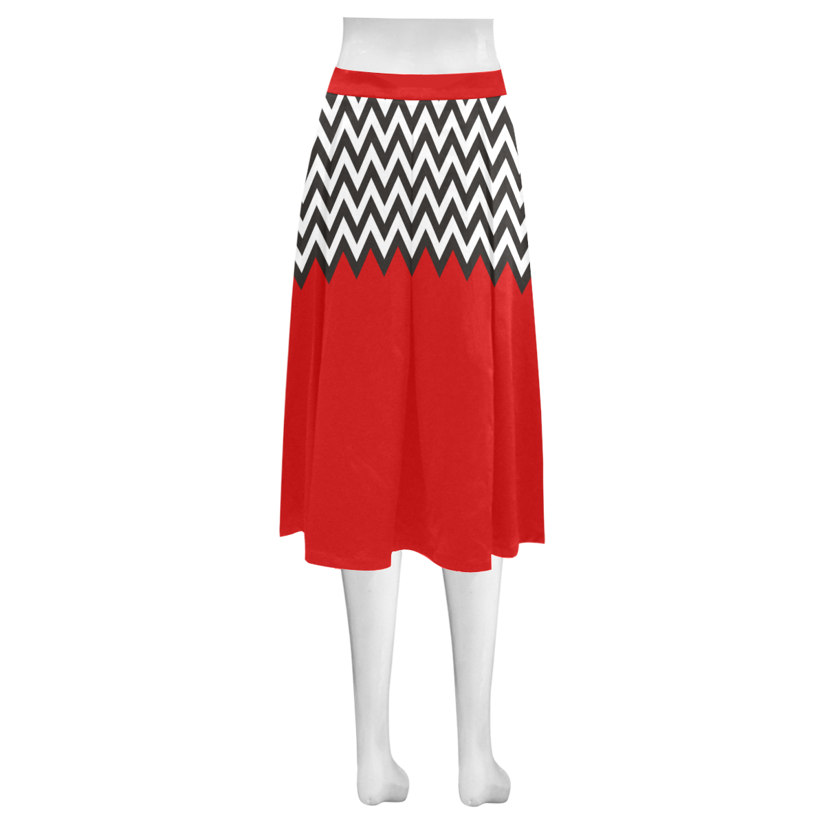 HIPSTER zigzag chevron pattern black & white Mnemosyne Women's Crepe Skirt (Model D16)
