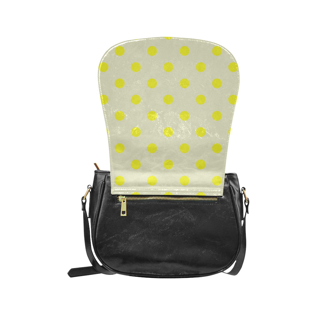 Vintage designers Yellow old dots bag for Girl Classic Saddle Bag/Small (Model 1648)