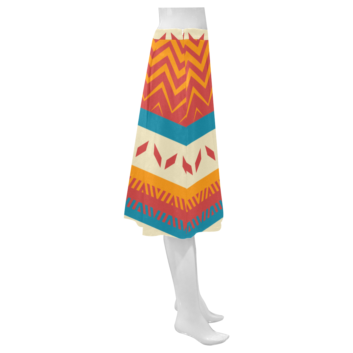 Tribal shapes Mnemosyne Women's Crepe Skirt (Model D16)